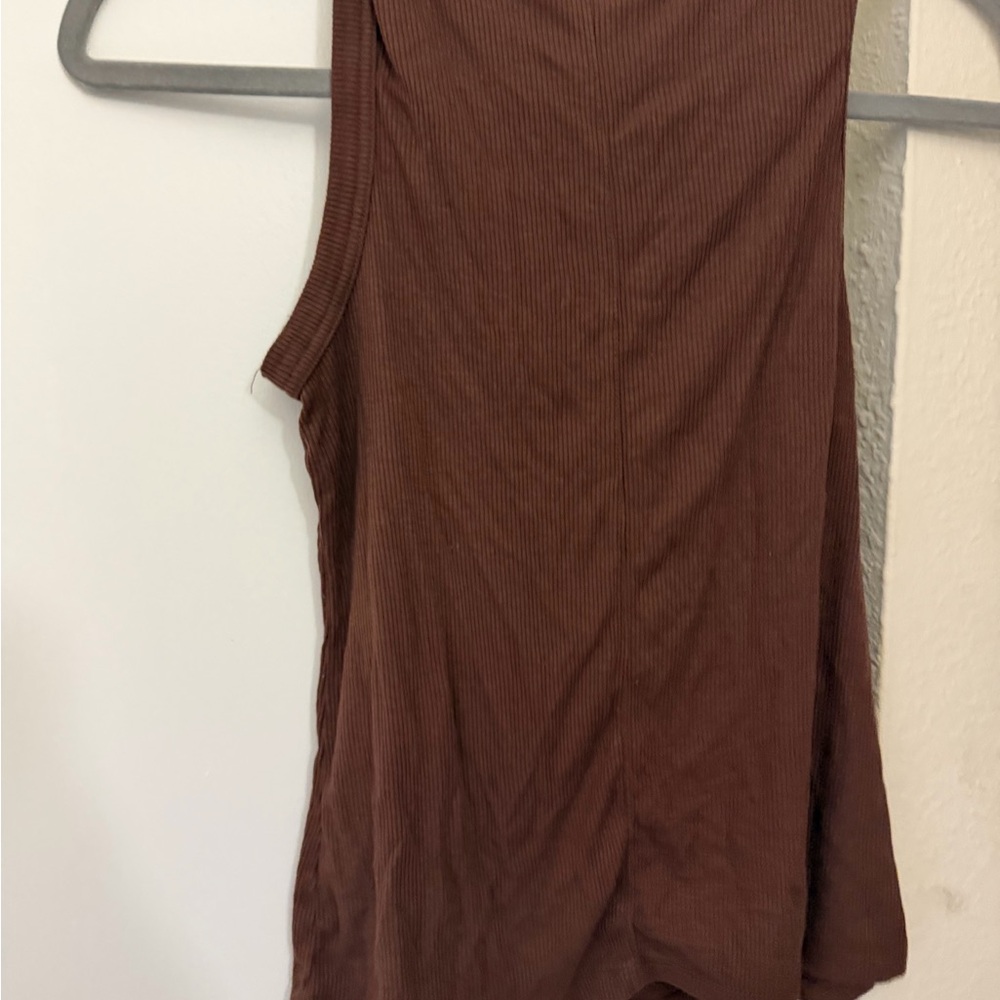 Halogen Chocolate Ribbed Tank Top